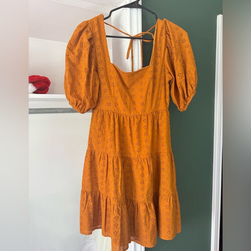Gianni Bini balloon sleeve mustard dress